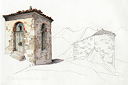 Landhäuser Dörfer, Toskana Gebirge Pistoia, Savignano Glockenturm 